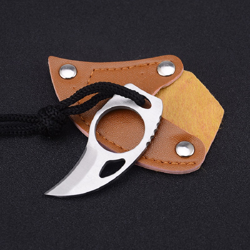 MC Pocket karambit مع قاطع غمد الجلود Mini Mini Portable Claw Knife Tool Outdoor Camp Gadget Opener Open Survive Box Package