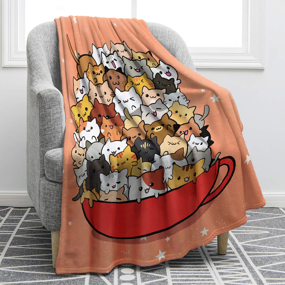 猫を投げるカップブランケット面白いデザイン子猫フランネル毛布ギフトソフトソファソファ用の柔らかい温かい居心地の良いベッドブランケット