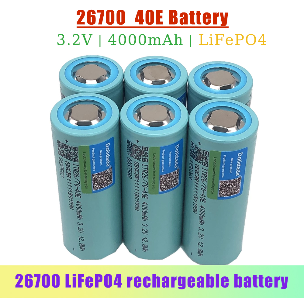 3,2V 26700 4000mAh Batterie LifePO4 Batteries haute puissance pour les panneaux solaires de stockage d'énergie de scooter électrique Éclairage LED