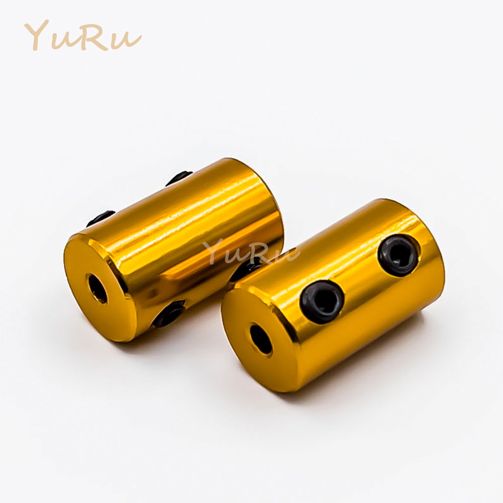 D12L20 Aluminium Alloy Rigid Top Wire Coupling Bore 2~5mm D12 L20 Golden Cylindrical Type Model Motor Shaft Coupling CNC