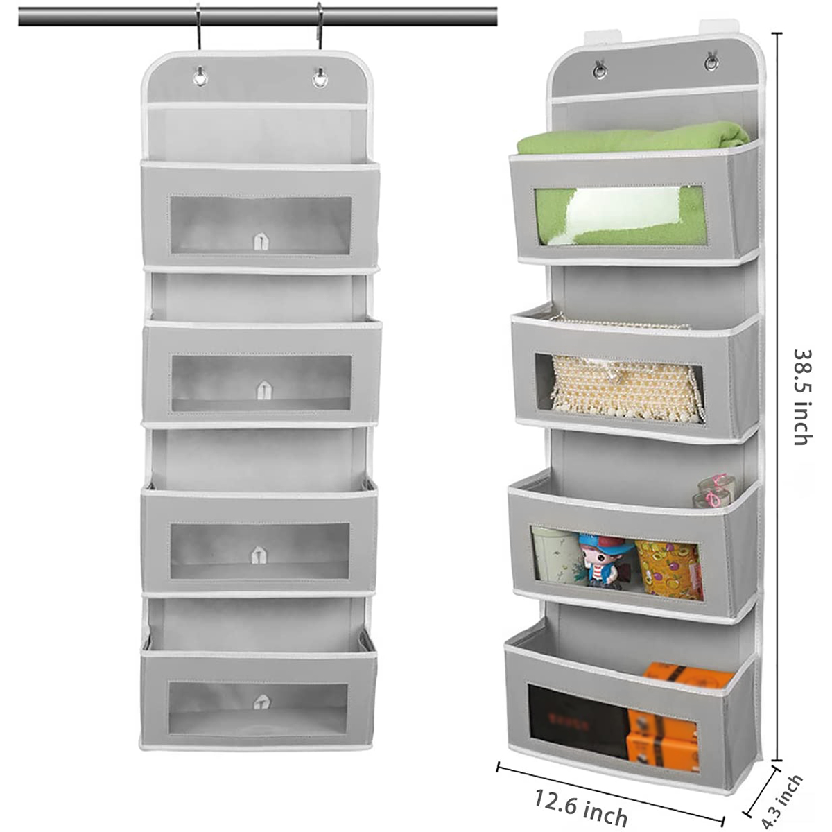 Wall Mounted Storage Shelves 5 Pockets Over Door Hanging Storage Organizer for Bedroom Closet Baby Plush Toys Organizer