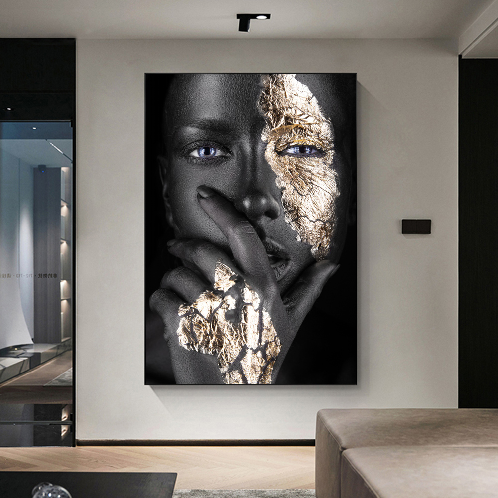 Afrika Siyah Kadın Model Duvar Sanat Poster Nordic Light Lüks Duvar Modern Ev Dekor Tuval Resimleri Baskılar Oturma Odası Dekorasyon