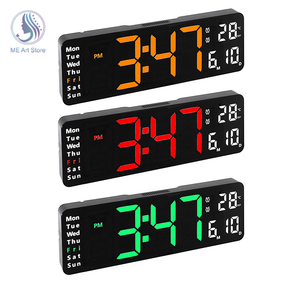 13-дюймовые светодиодные цифровые настенные часы дистанционное управление температурой температура неделя дисплея Таблица памяти, установленные на стенах, двойные электронные сигналы тревоги.