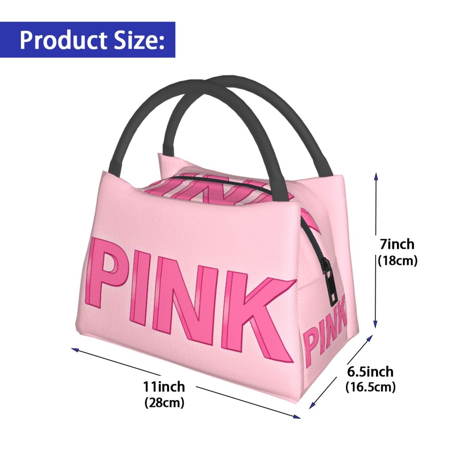 3D PRIMEL Pink Bag Bag Bolsa Bolsa Mulher Lunhana para Trabalho com Tote com Lunch Saga Kawaii Girl Shcool Picnic Office