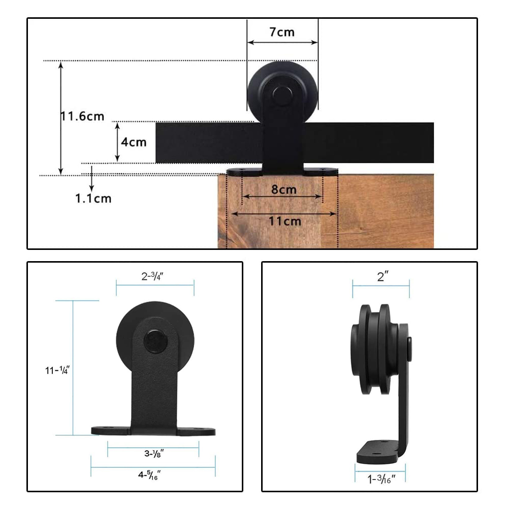 Juventude Kit de hardware de aço de madeira de madeira para jovens cabides pretos para porta única em forma de T