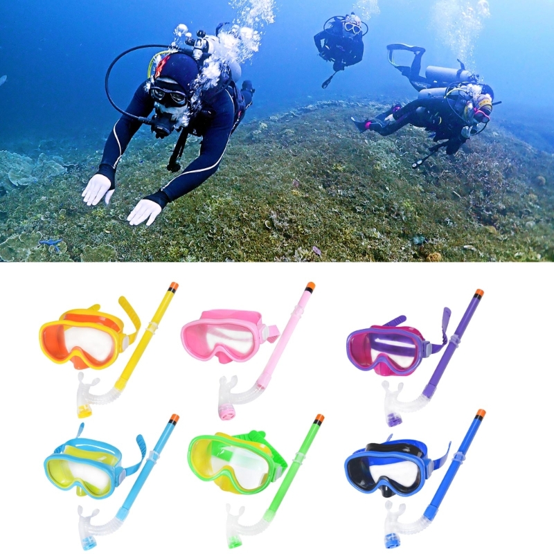 Conjunto de snorkel para crianças, máscaras de mergulho Snorkeling Conjunto de máscaras de snorkel anti-capa com óculos com tubo de respiração fácil para meninos