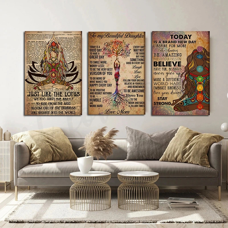 Yoga Chakra Awakening Vintage Print Posters Yoga Hand Movem