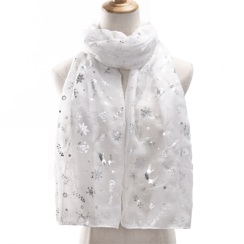 Silver Christmas Elk Snow print scarf S-103