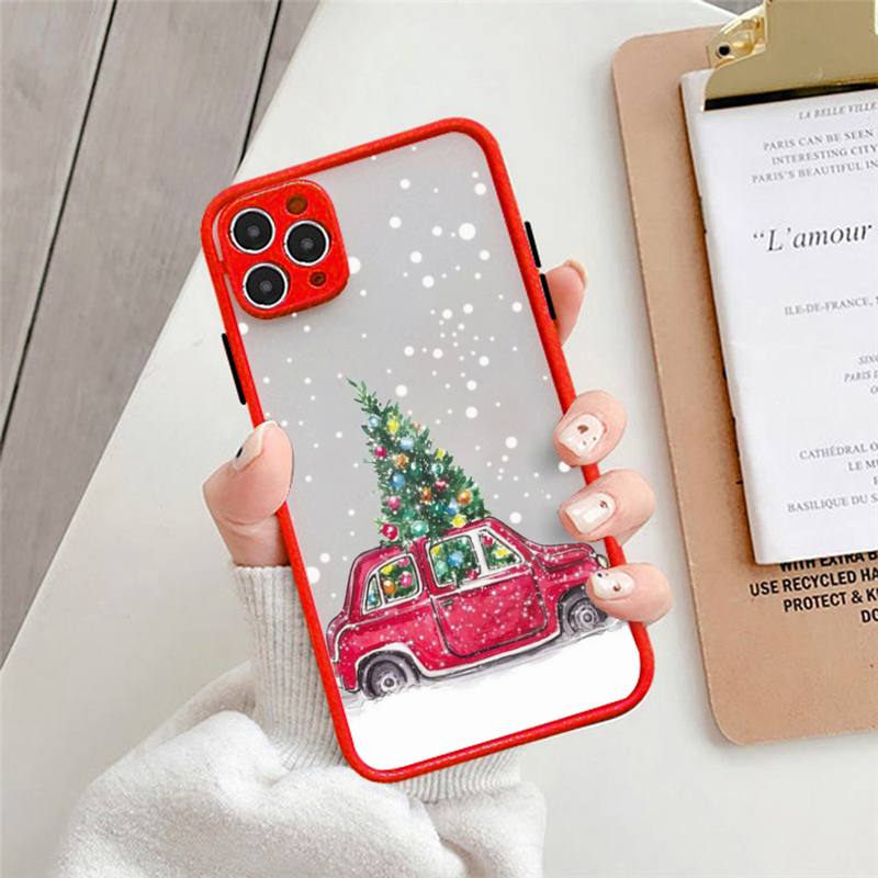 Merry christmas tree snowflake new year gifts Phone Case matte transparent For iphone 11 12 13 6 s 7 8 plus mini x xs xr pro max