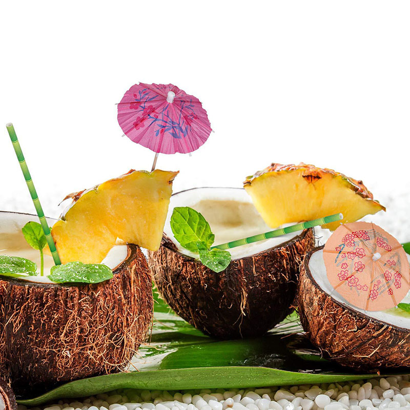 50 pezzi Tropical Palm Tree Ombrello Cocktail Food Picks Punte Fruit Toppers Decorazioni matrimoni di compleanno hawaiano Decorazioni matrimoni