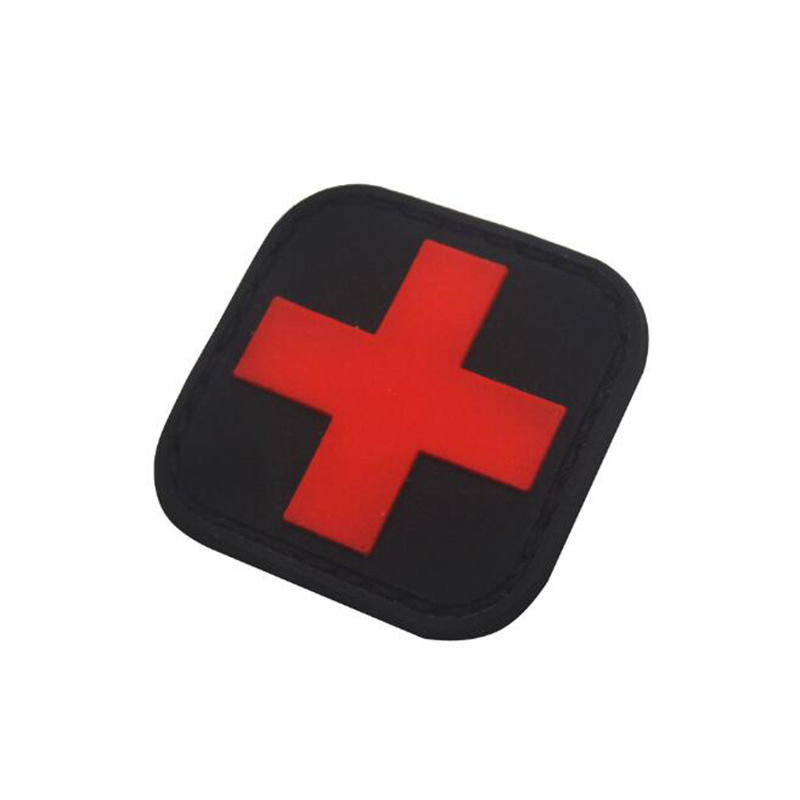 PVC Rubber Black Cross Flag Swiss Cross Medical Rescate Enfermería Soldado Soldado Mochila Bordado Bordado Arzuelo