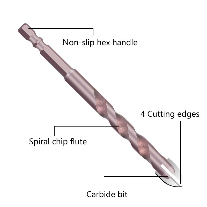 XCAN Hole Opener Triangle Drill Bits 3/4/5/6/8/10/12mmm Cross Hex Tile Bit For Glass Ceramic Concrete Tile Drilling Tool