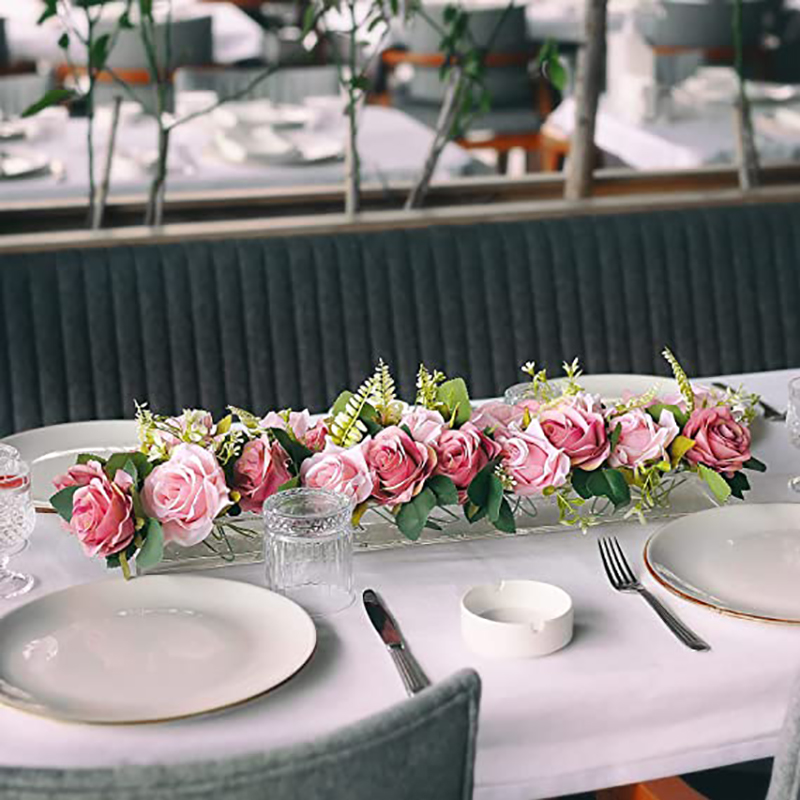 Цветочная ваза прозрачная акриловая длинная прямоугольная цветочная композиция декоративная центральная коробка для обеденного стола домашний декор свадьба