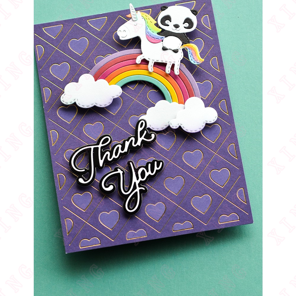 Saluti fai -da -te Diamond Panda Lattice Hot Foil New Tulips mi manchi Auguri grazie alla sceneggiatura a foglia di vite angolo arcobaleno arco di cuore