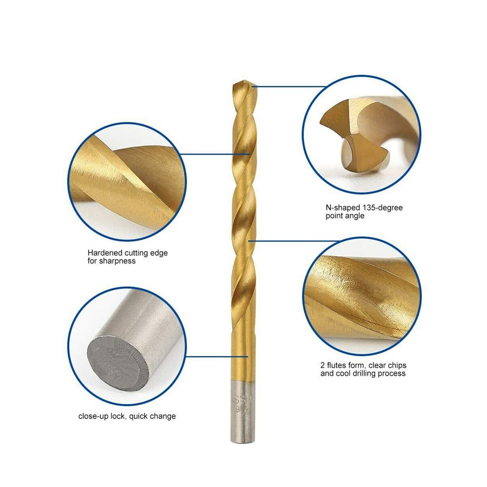 Titanium Drill Bit Set Tool Storage NO Case for Steel Wood Plastic Metal Copper Drilling Random size /Blind box