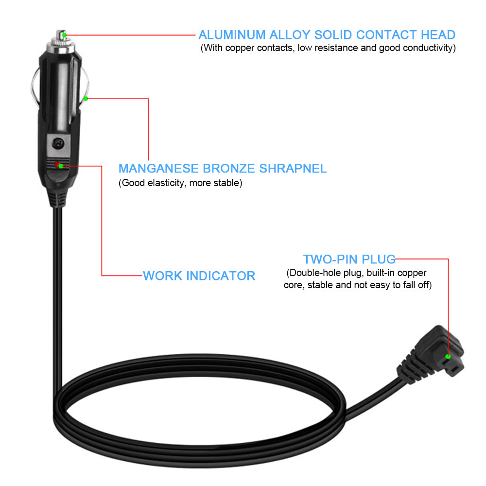 2m 12 V DC Ersatzauto Kühlbox Kühlbox Kühlschrank Kabelplätze Drahtwagen Kühlschrank Zigarette Hellere Netzkabeldraht
