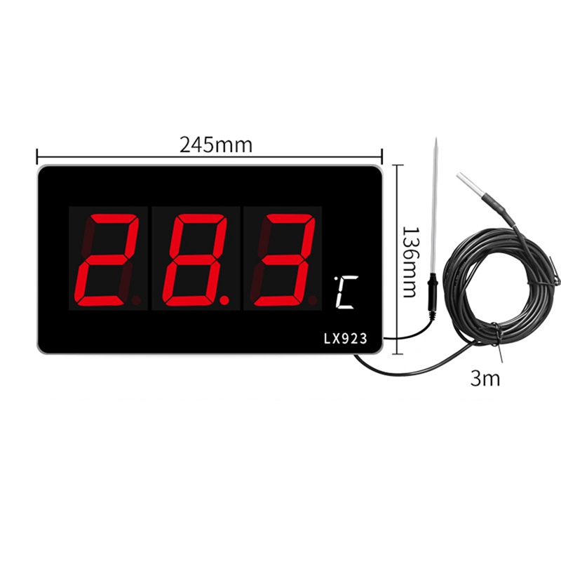10 Inch Pool Thermometer With LED Display& Waterproof Probe Thermometer For Water Fish Tank Outdoor Temperature Meter EU Plug