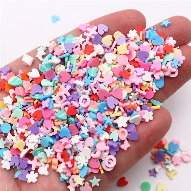 20g mistura cor de argila polímero fatias Sprinkles Candy Star Heart Flow