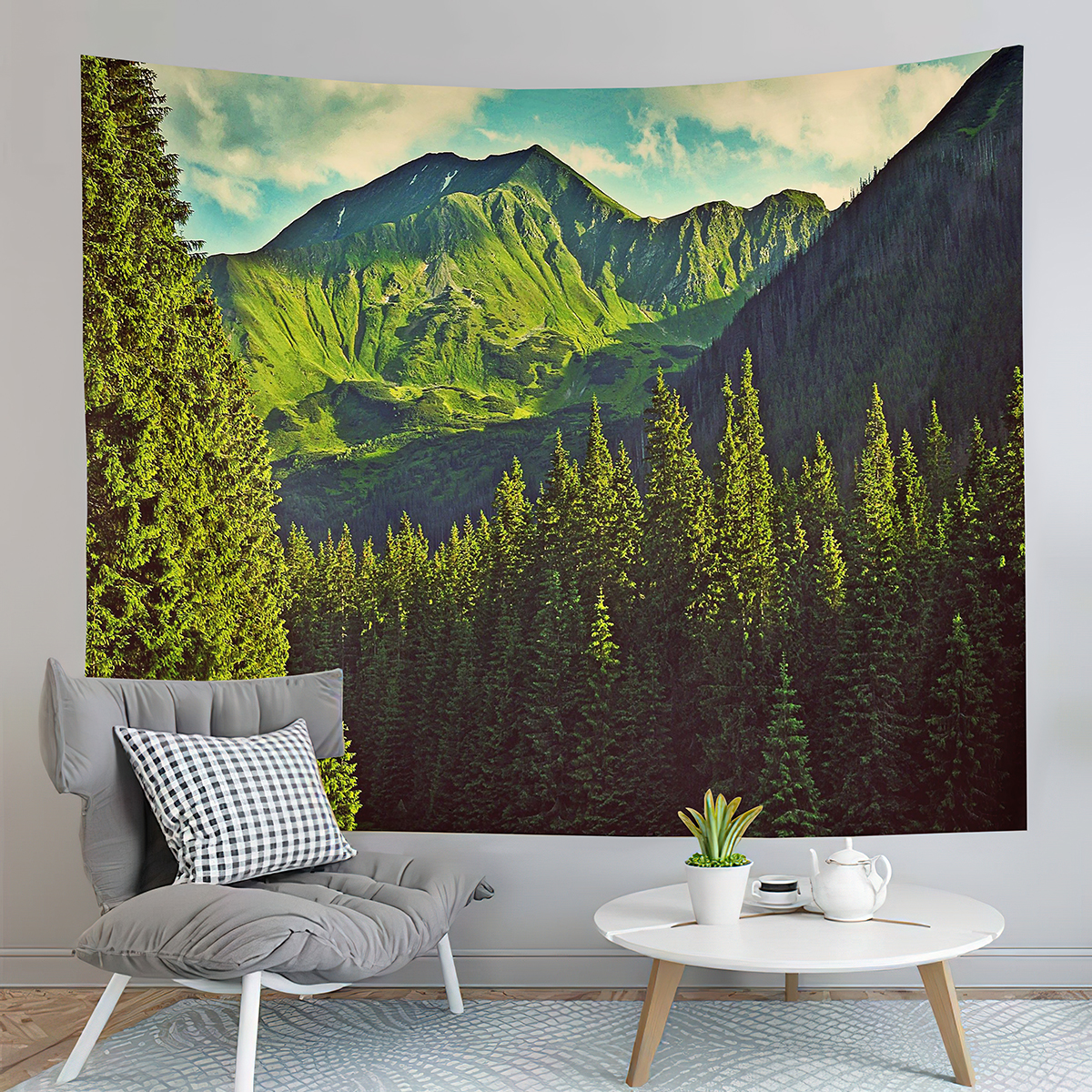 Skog tapestry natur landskap tapestry grön skog tapestry vägg hängande dekor tapestries sovrum hem vardagsrum sovsal