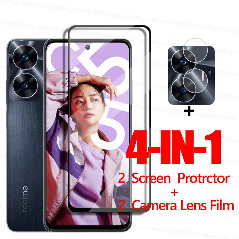 Do realizacji C55 Szklany ochrona Realme C53 C55 Protektor Pełny klej Temperowany Szklany telefon Film Film Film C55