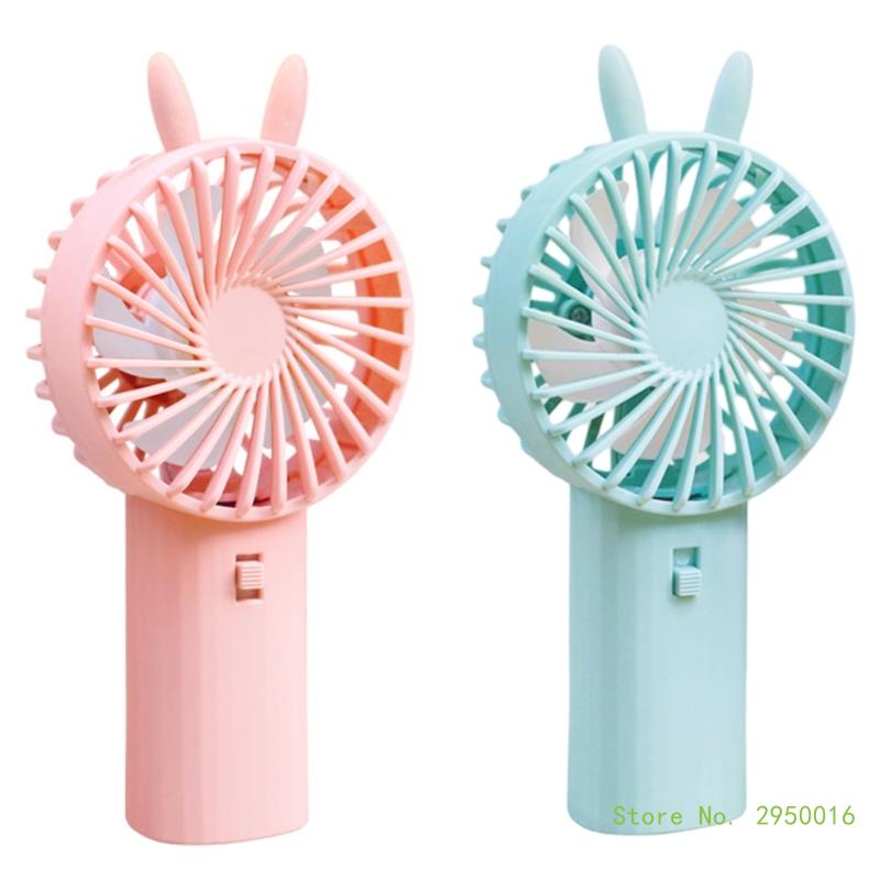 Handheld Fan Mini Cooling Fans AA-Battery Operated Small Fan with Cute Ears for Home Office Travel Outdoor and Camping