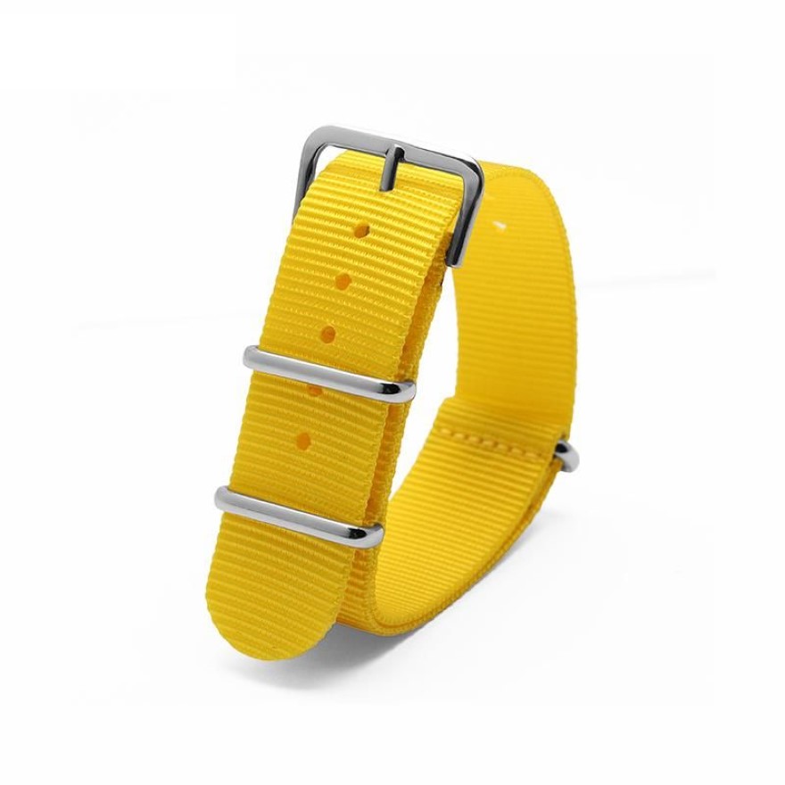 Bandes de montre 2021 CEINTROL DE CEAUTRE DE MONTRE NYLON 18 mm 20 mm 22 mm 24 mm STRAPLE ACIER JAUNE DELAGE CLASP247N