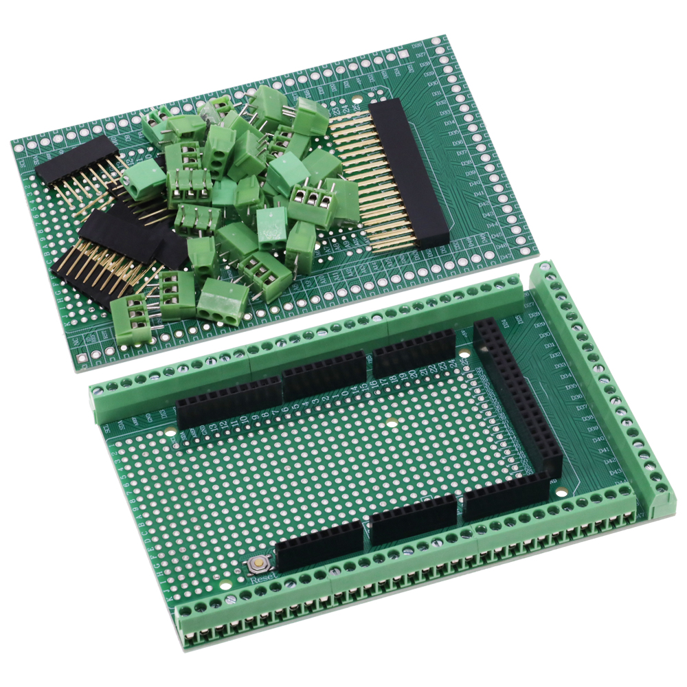 Совместим с MEGA2560 Двойным прототипом PCB-прототипом винтового клеммного набора блоков для экрана для Arduino Mega 2560 / MEGA2560 R3