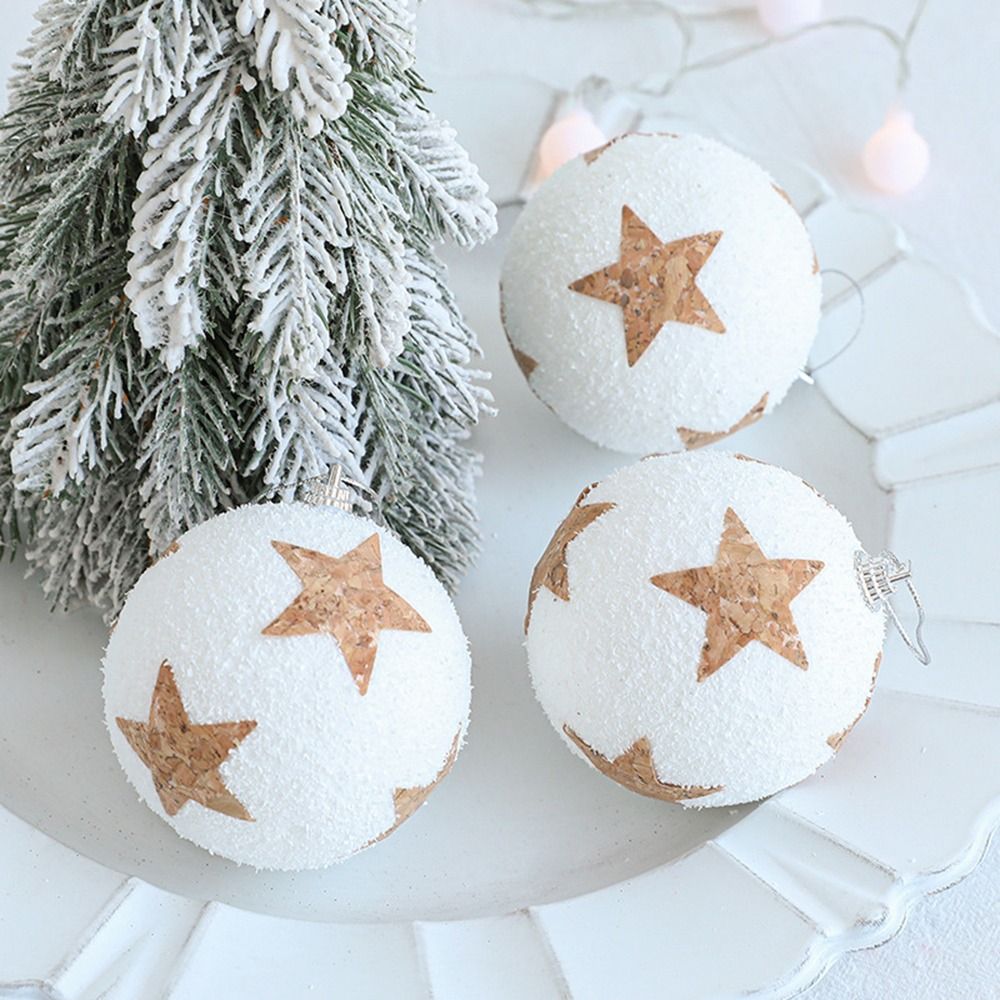 2st White Christmas Ball Drop Pendant Diy Christmas Tree Round Foam Balls Hanging Pendants For Home Xmas New Year Ornaments