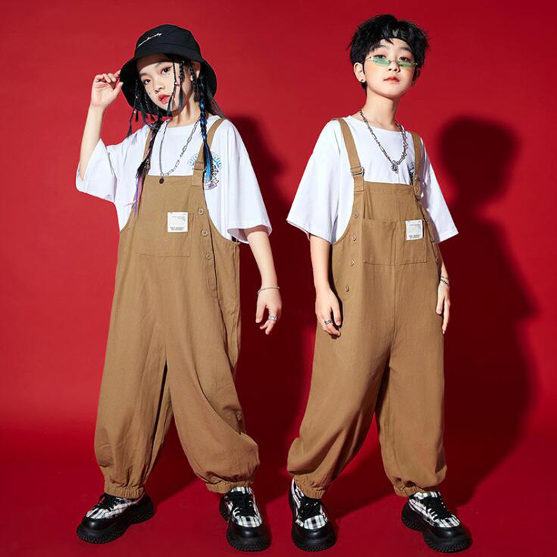 Teen Show Outfits Hip Hop Clothing Tshirt Tops Streetwear Jumpsuit Pants For Girl Boy Jazz Dance Costumes Rompers Rave Clothes