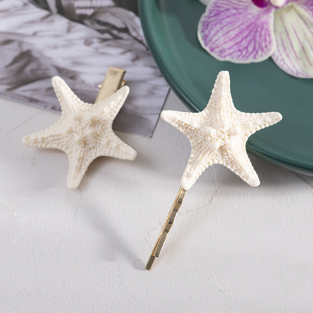 Clips de cheveux des étoiles de mer Natural Beach Sea Star Hair épingles pour les femmes et les filles Hair Hair Barrettes Accessoires de coiffure de sirène