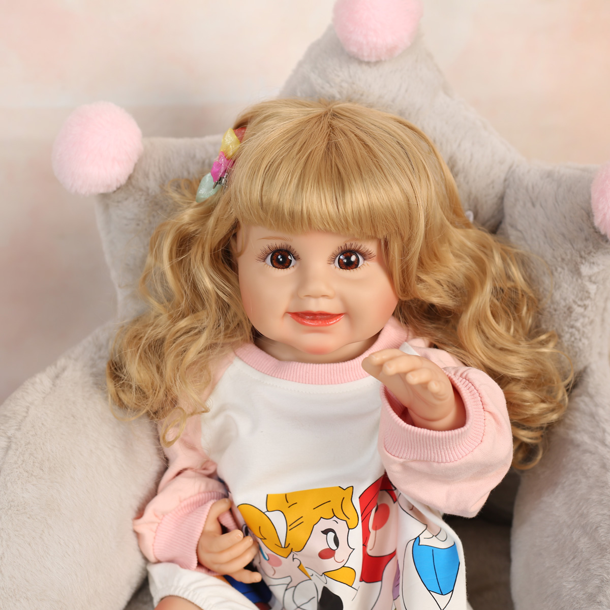 Keiiumi Smiling Face Doll 55 cm Vinil Reborn Baby Doll Bebe Reborn Toys Birthday Gifts for Child