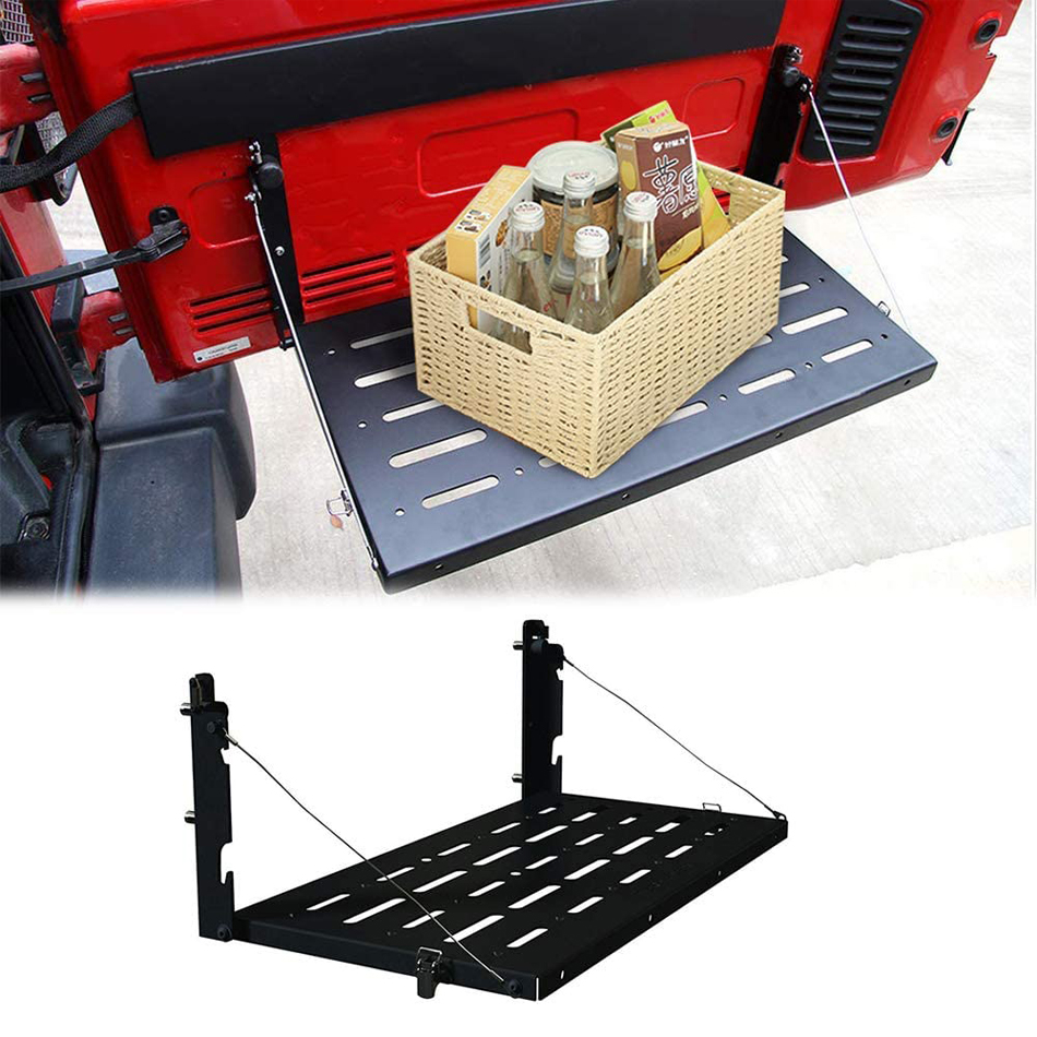 MX Rear Door Table Storage Cargo Foldable Tailgate Table Cargo Shelf Fit for 2007-2017 Jeep Wrangler JK 2/4 Door JK