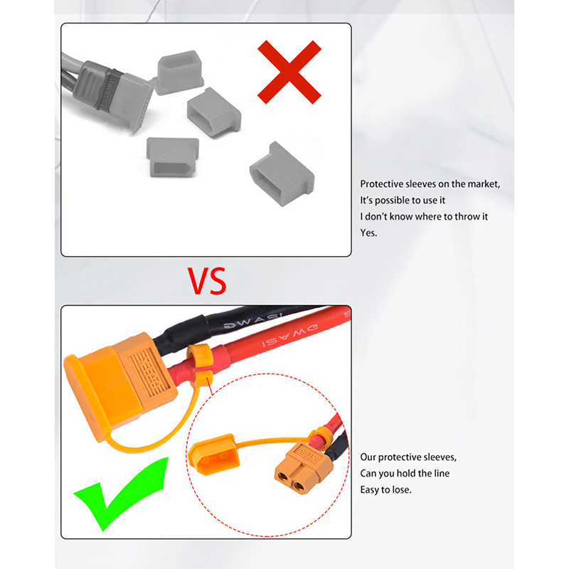 Högkvalitativ 10 st XT60 Plugggummiterminalisolerad skyddskåpor Fall lämpligt för RC LIPO Battery Red Orange Color