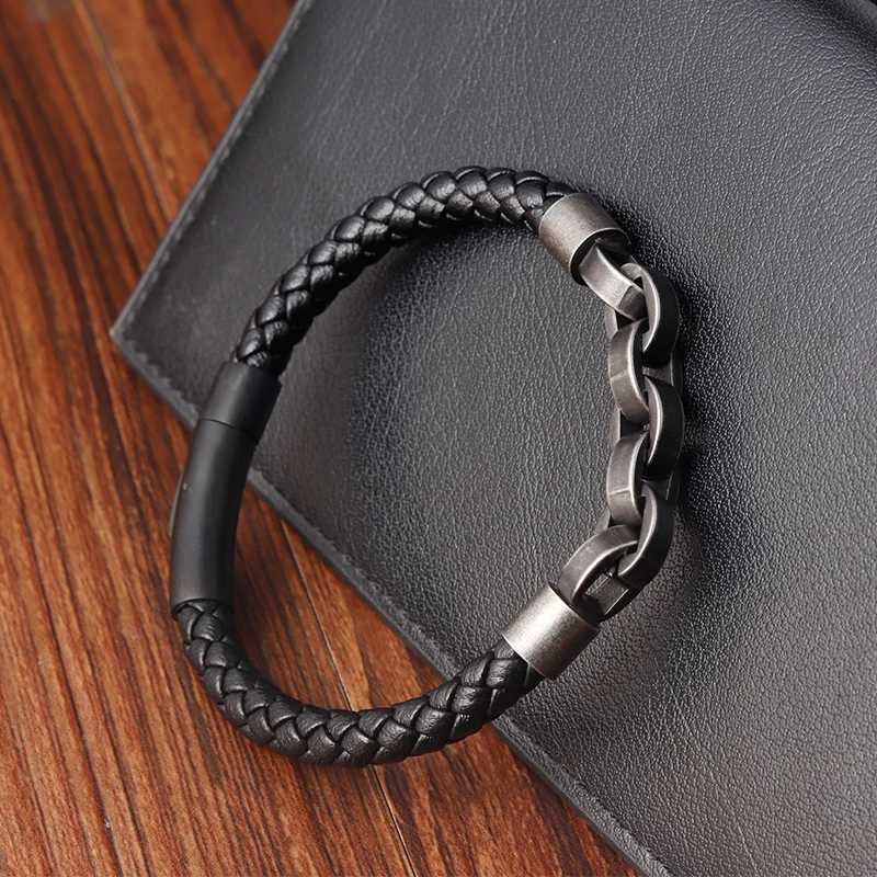 Bracciale in pelle Bracciale Infinito Forma speciale Modello popolare Bracciale da uomo uomini Accessori gioielli in acciaio inossidabile regalo 24411