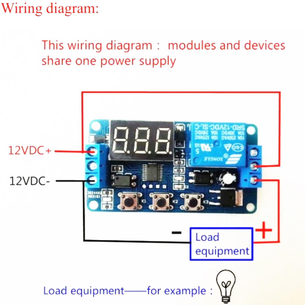 DC 12V Trigger -Zyklus -Zyklus -Verzögerungsrelais -LED drei digitale Anzeige Einstellbare Timing -Relais -Steuerungsschaltkreis Timer