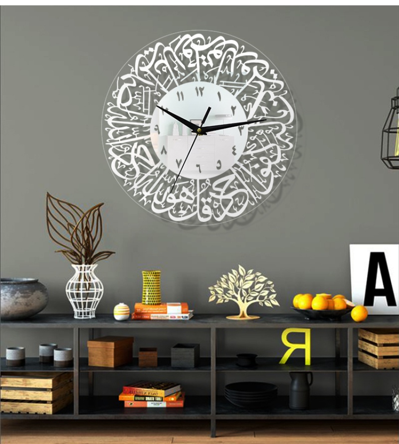 Nuevo reloj de pared de metal caligrafía islámica eid regalo de pared de metal reloj de pared ramadán decoración del hogar islámico