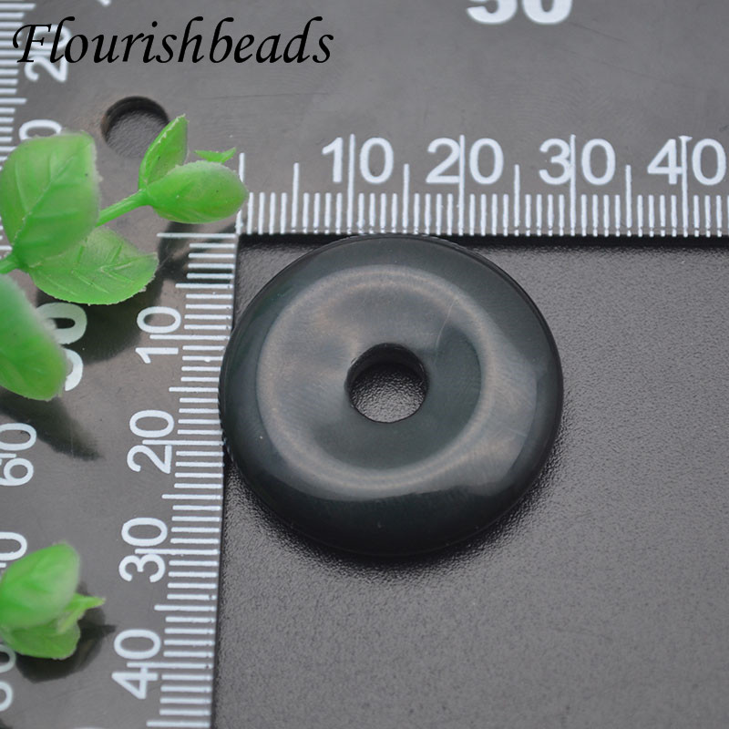 30mm Natural Stone Crystal Quartz Indian Agate Donut Charms Pendant for Diy Jewelry Making Necklace Earrings 