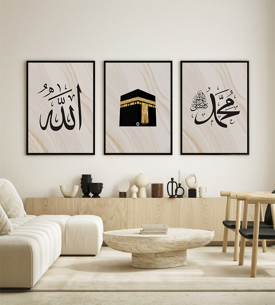 Résumé Affiche islamique Mecque Pilgrimage Paint Huile minimalisme Marbing Art Print Nordic Mural Living Room Home Decoration