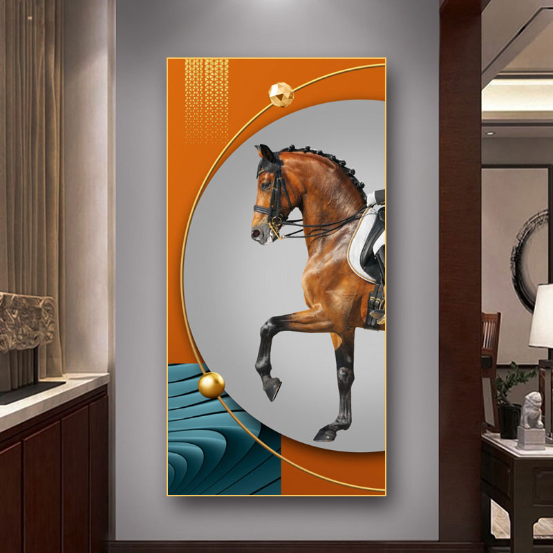 Luxury European Noble Court Horse Canvas Painting Animal Affiches de cheval noir Art Mur Brown Streed Pictures Imprimés Porch Decor