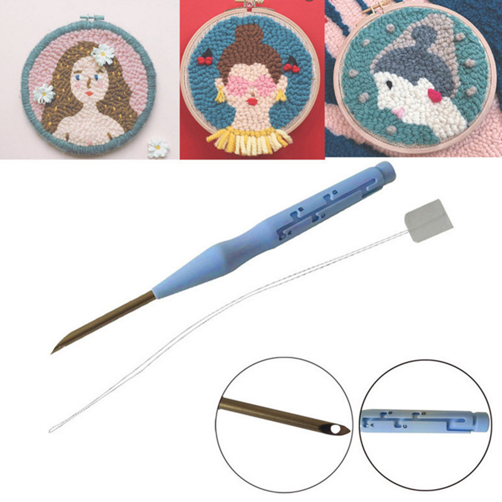 Embroidery Kit Punch Needle Stitching Tool Magic Embroidery Needle Pen Weaving Tool Knitting Sewing Tools for DIY Carpet Hook