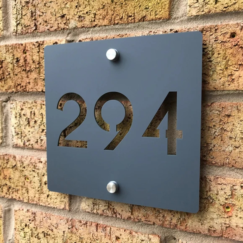 Gepersonaliseerd eigentijds huisteken anti-uv acryl moderne huisnummers deur nummer plaque straatnaam waterdichte plaat grijs