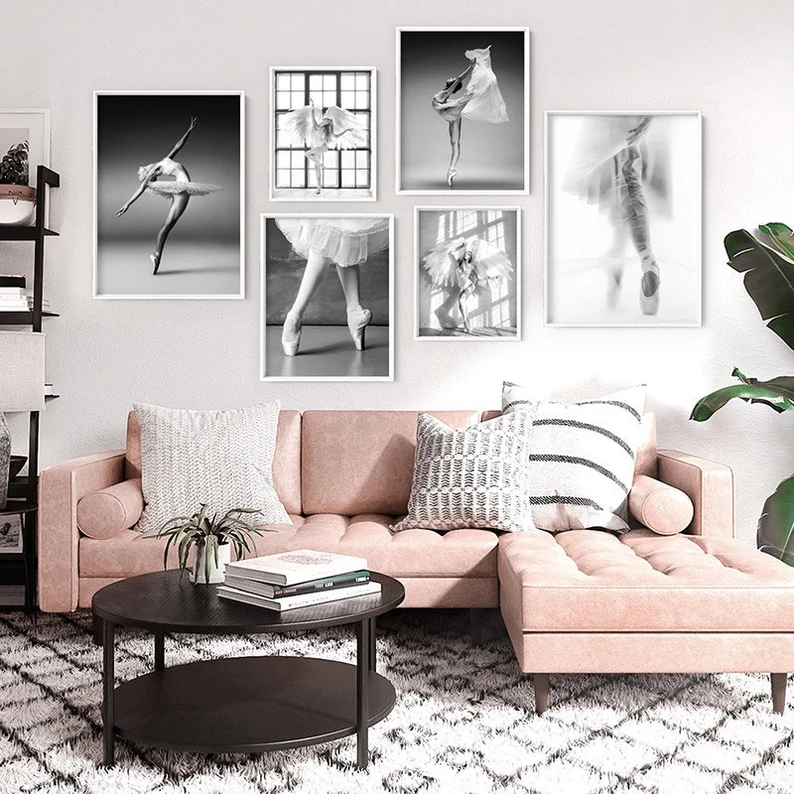 Ballet noir et blanc Ballet Girl Ballerine Affiches et imprimés Dancer Toile peinture murale Art Art Picture Home Decor for Living Room