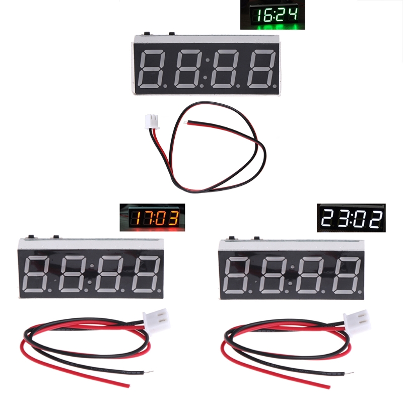 3 in 1 Car Thermometers Voltmeter Gauge Electronic Clock 12V 5-24V Dustproof