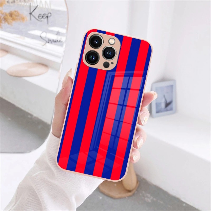 Milan Stripe Stripe Design Phone Case Sandy Pink Glass für iPhone 13 14 12 11 Pro XS Max plus Mini X XR 8 7 6S SE2020 Cover