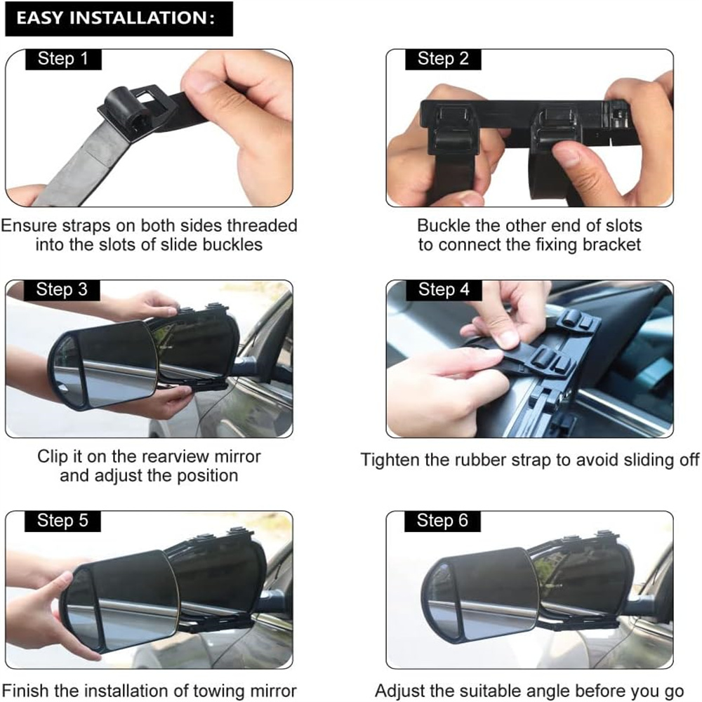 Universal Car Lengthening Safe Side Mirror Adjustable Tow Mirror Trailer Pickup Truck Extended Rearview Mirror Reversing Mirror