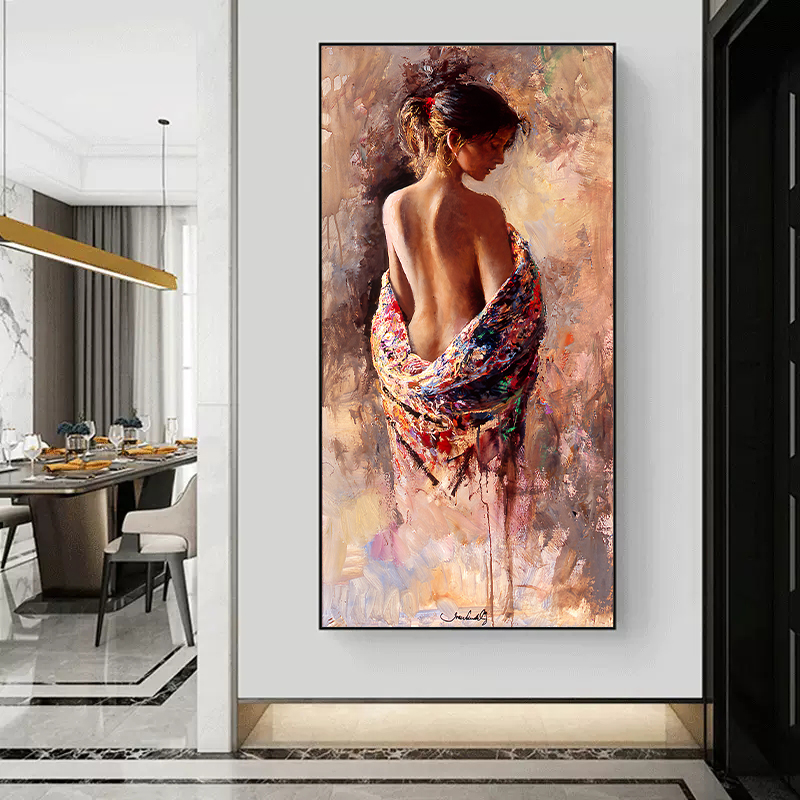 Spanish Formalistic Painter Semi Naked Woman Beauty Oil Painting Canvas Painting Poster and Print Wall Art Pictures Home Decor