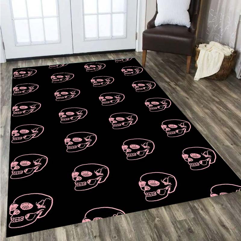 Black Skull Horror Home Salon Room Tapis d'entrée Mat de porte du tapis de porte