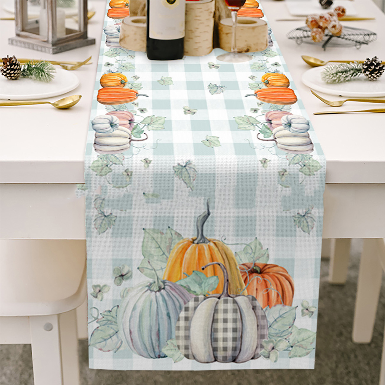 Halloween Thanksgiving Pumpkin Maple Leaf eettafel Runner Wedding Country Table Runner voor eettafel Kerstdecoratie