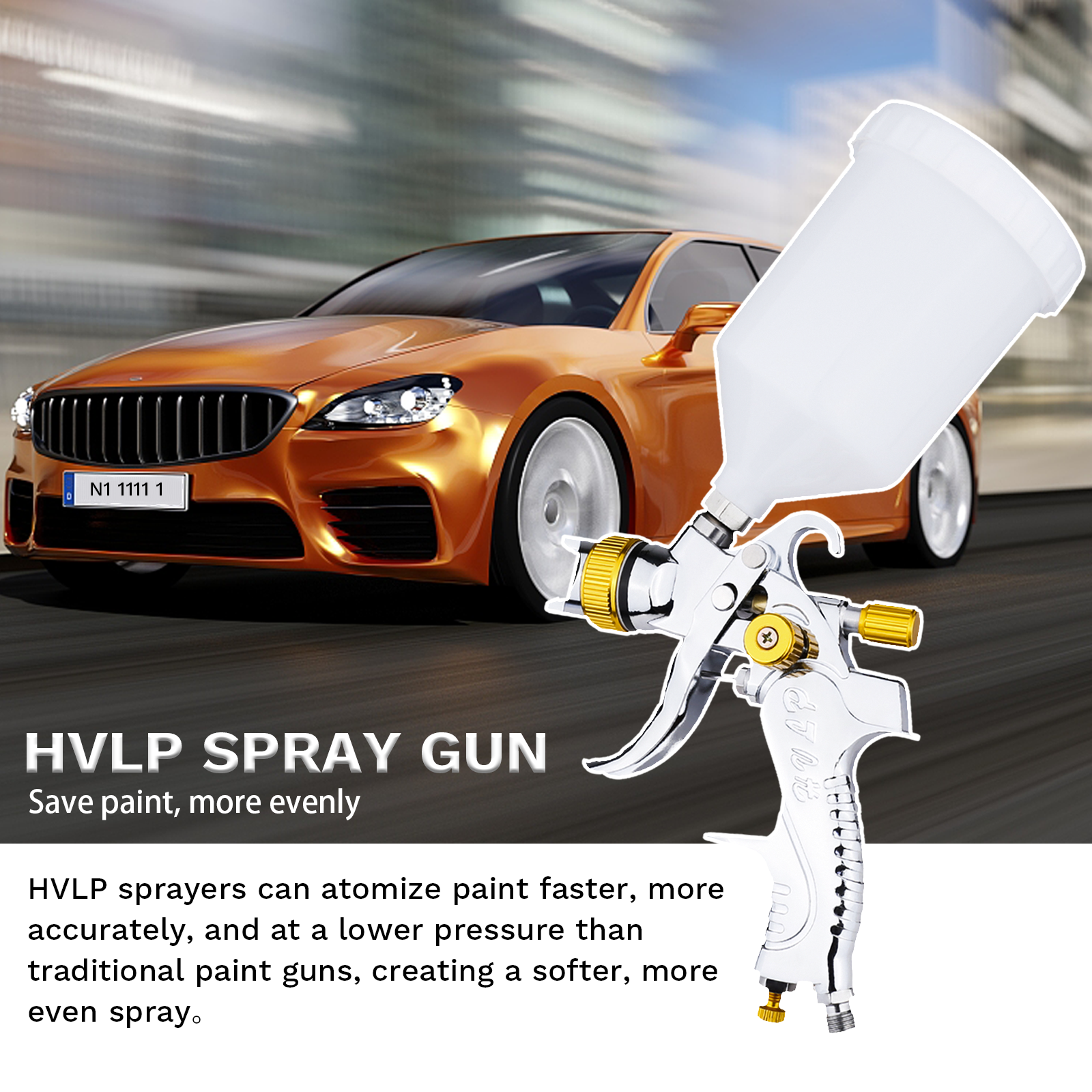 Professionell färgsprut, sprayfärgpistol med 1,4 1,7 2,0 2,5 mm munstycken 600 ml kopp, HVLP Air Paint Spray Gun For Car Home