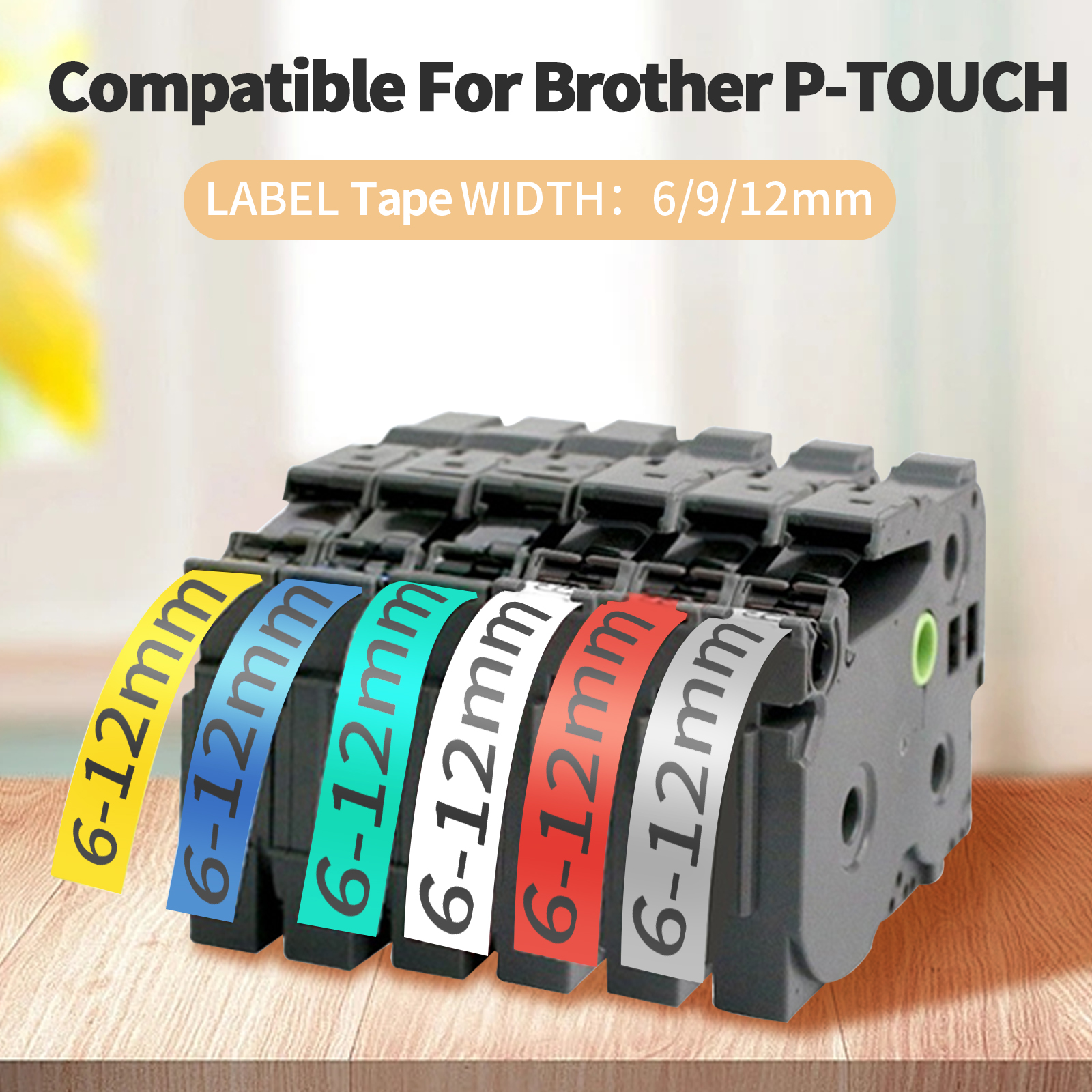 //kompatibel für Bruder Tze231 Multikolor-Laminat-Etikettenbänder für P-Touch PT-D210 H110 D220-Etikettmarkierungen